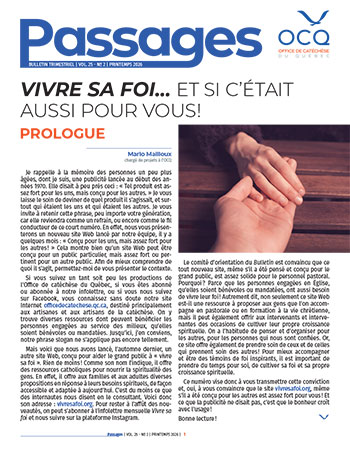 Bulletin Passages Vivre sa foi… et si c'était aussi pour vous !